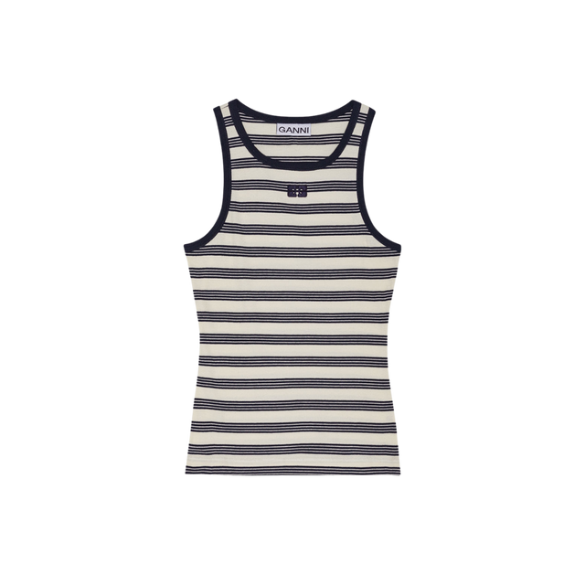 Ganni Soft Cotton Rib Tank Top