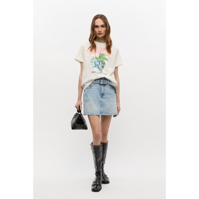 Ganni – Lässiges T-Shirt mit Traubenmuster