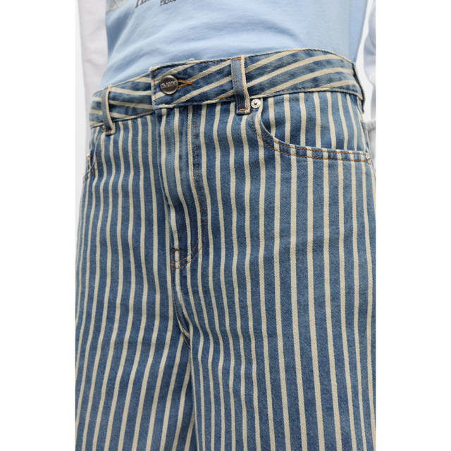 Ganni Light Stripe Denim Shorts
