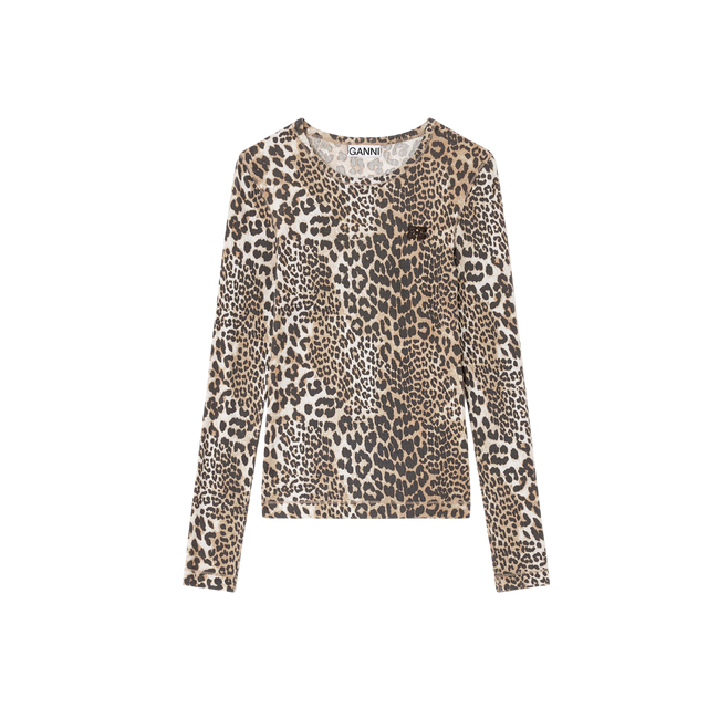 Ganni Soft Cotton Rib Leo Long Sleeve