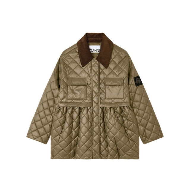 Ganni – Glänzende Stepp-Midijacke