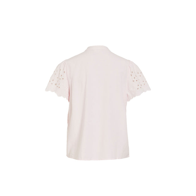 VILA Pipa O-Neck S/S Embroidered Top