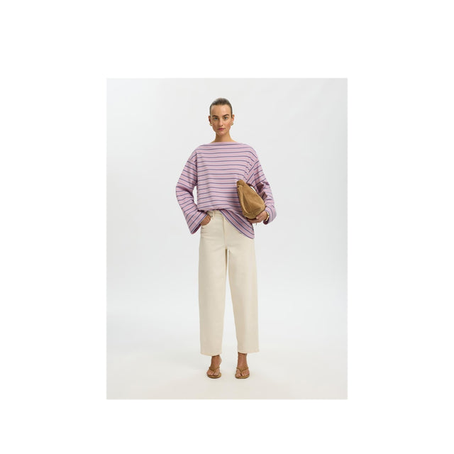 Selected Women Polly LS Boatneck Striped Tee