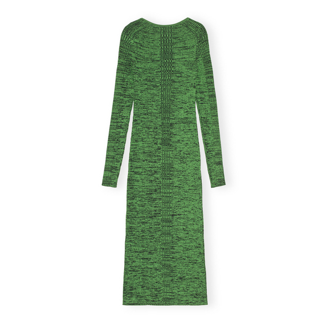 Ganni Kjole Green Melange Knit Dress - Prinsesse2ben