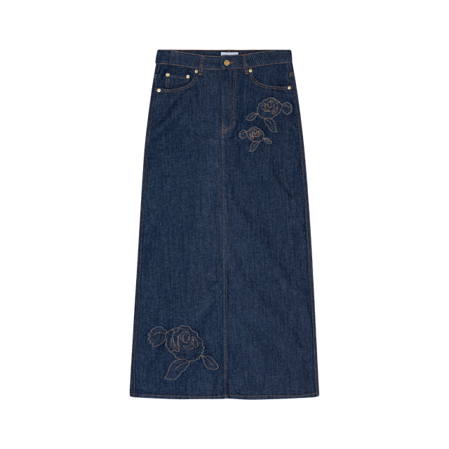 Ganni Rinse Stitch Denim-Maxirock