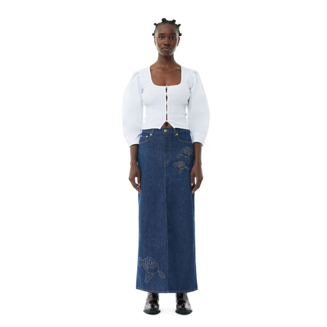 Ganni Rinse Stitch Denim Maxi Skirt