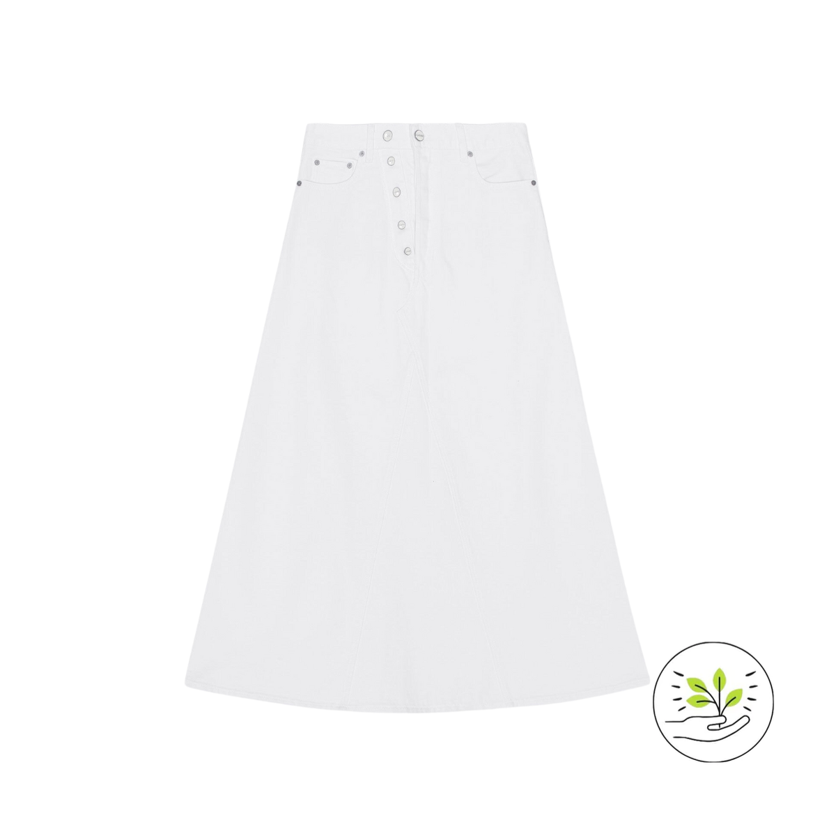 Ganni Nederdel White Denim Double Fly Maxi Skirt