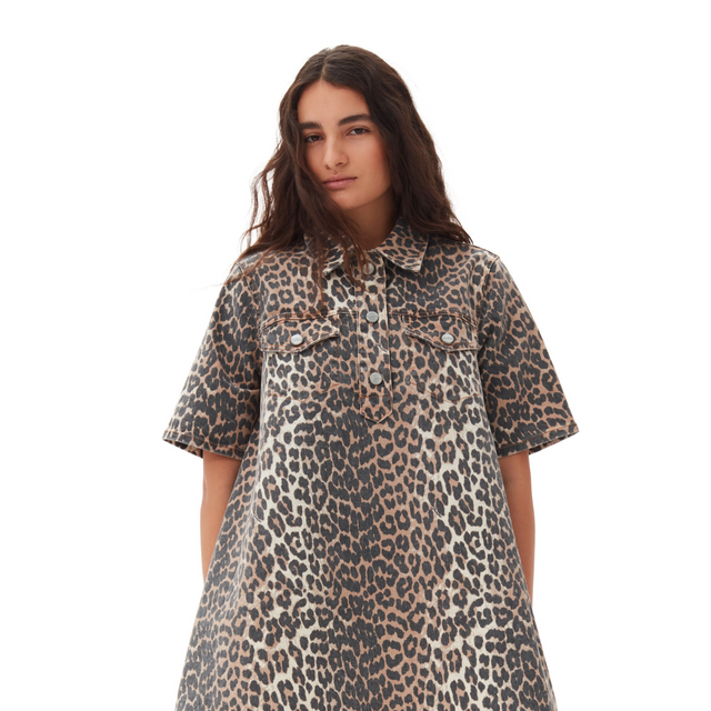 Ganni leopard shirt dress deals