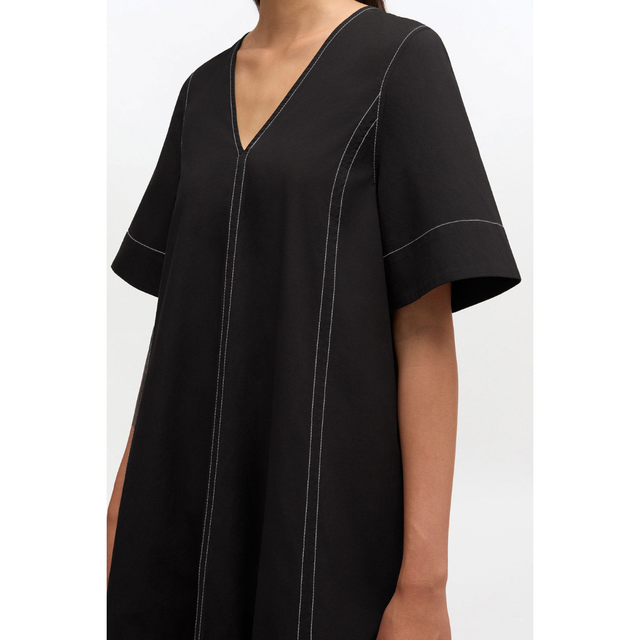 Ganni Stretch-Baumwoll-A-Linien-Langkleid