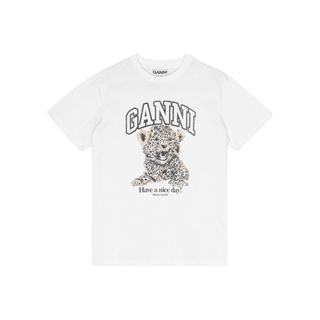 Ganni Basic Jersey Leopard Relaxed T-shirt