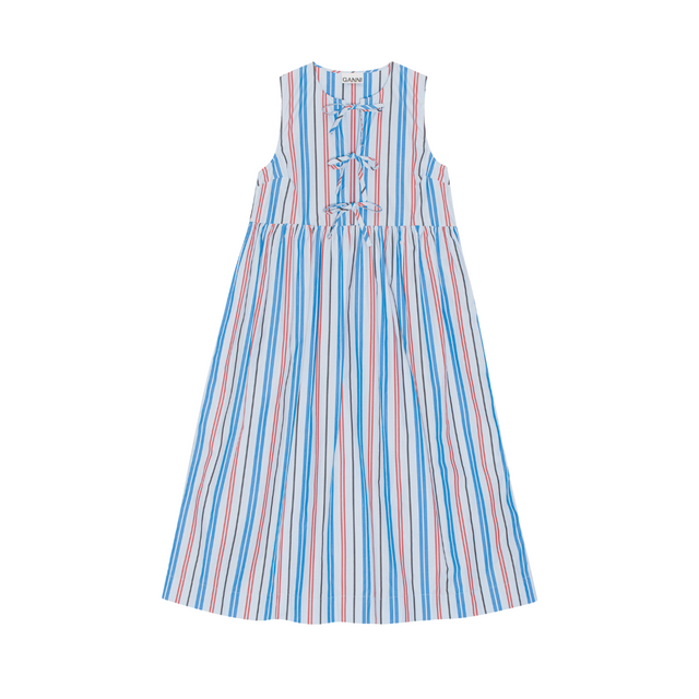 Ganni Kjole Stripe Cotton Midi Dress - Prinsesse2ben