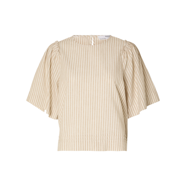 Selected Femme SLFHille 2/4 Striped Linen Top