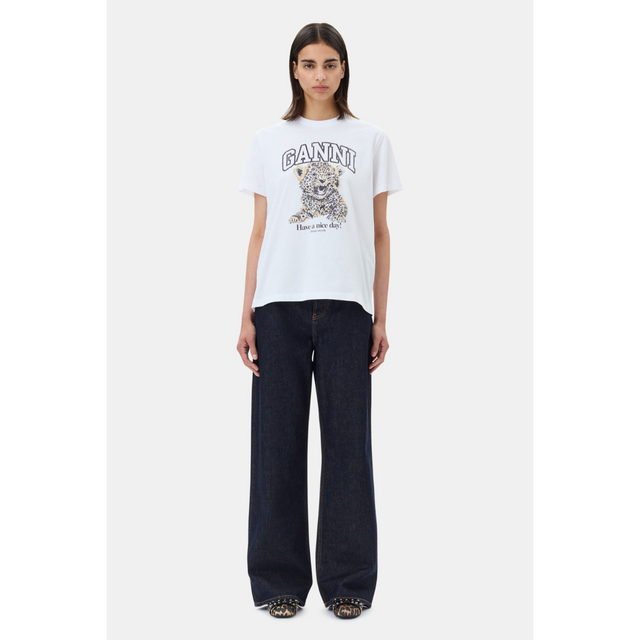 Ganni Basic Jersey Leopard Relaxed T-shirt