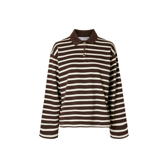 Selected Femme SLFWADA LS STRIPE COLLAR TOP