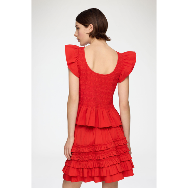 Ganni Stretch Cotton Angel Sleeve Smock Top