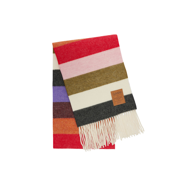 Ganni Double Face Wool Knit Scarf