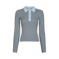 Neo Noir Fannya LS Striped Knit Polo