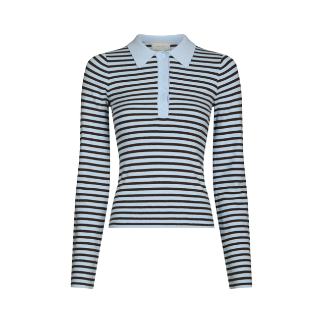 Neo Noir Fannya LS Striped Knit Polo