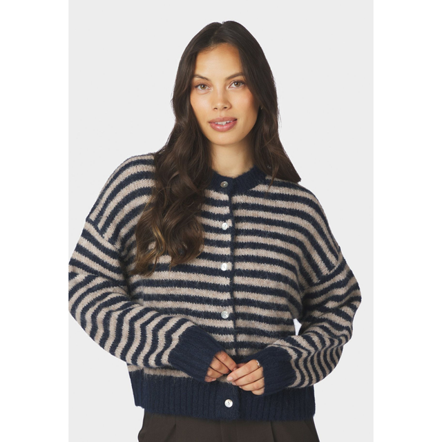 Neo Noir Isana Stripe Fluffy Knit Cardigan