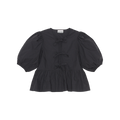 Ganni Cotton Poplin Peplum Blouse - front