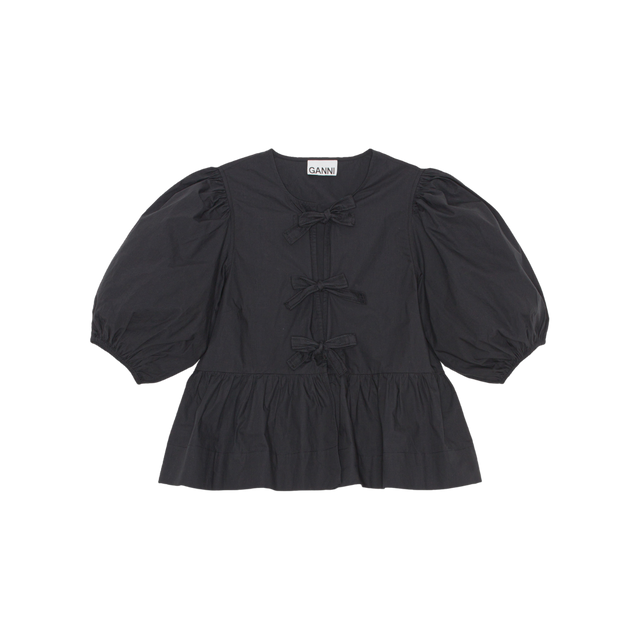Ganni Cotton Poplin Peplum Blouse - front