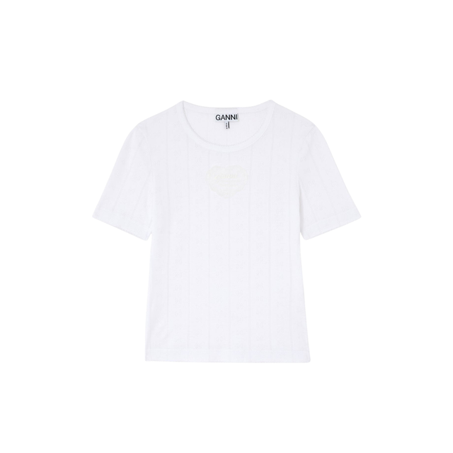 Ganni Compact Pointelle Rib Tee