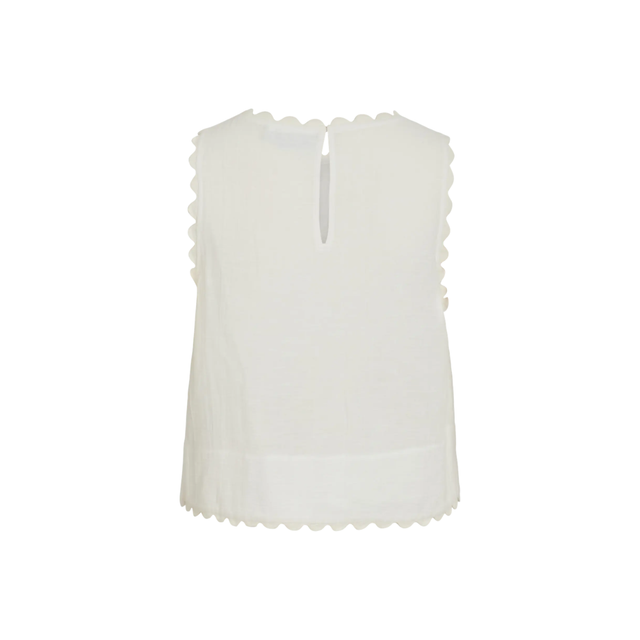 VILA Mindy O-Neck S/L SCALLOP TOP